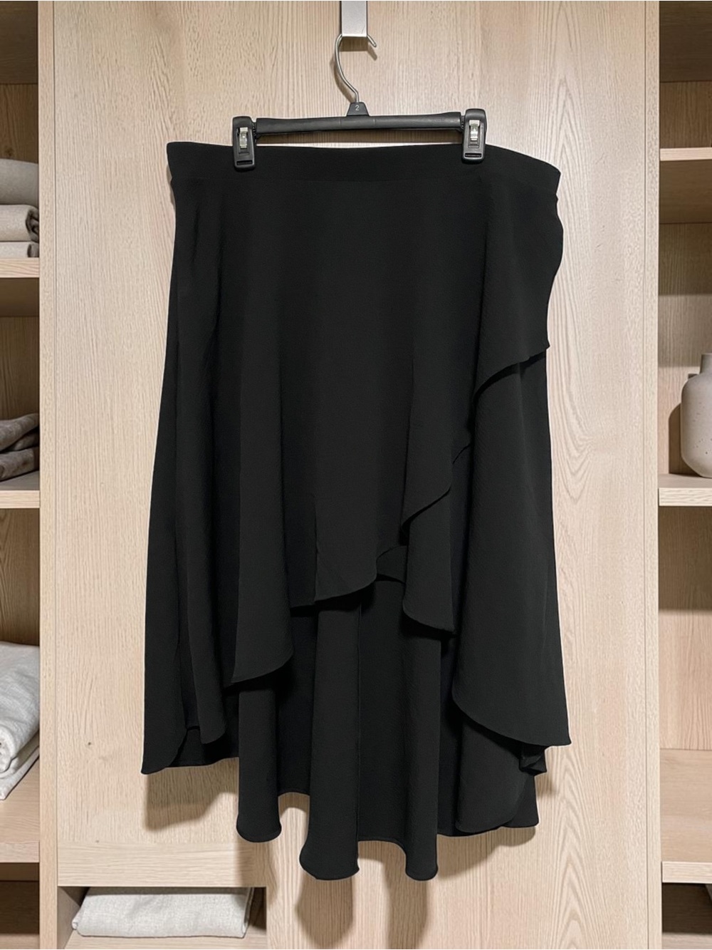Torrid Black Hi-Low Draped Midi Skirt Women's Size 18